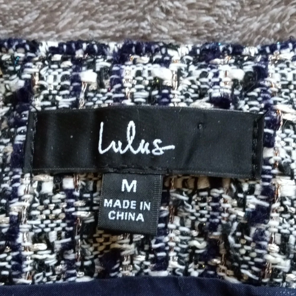 Lulu's Cute Credentials black tweed miniskirt